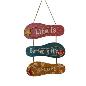 🆕 Flip Flops Wall Decor “Life is Better in Flip Flops” Hanging Sign 🩴
